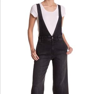 Free People Black/dark grey a-lign fitted overalls